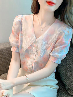 เสื้อลูกไม้ แขนสั้น