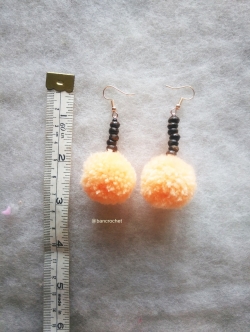 Bancrochet ต่างหูถักโครเชต์ crochet earrings สีส้ม 3 นิ้ว