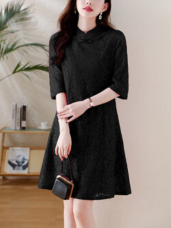 เดรสสีดำ ชุดเดรสคนอ้วน ชุดเดรสสาวพลัสไซส์ XL-5XL