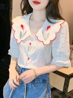 เสื้อลูกไม้ แขนสั้น