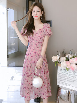 เดรสวัยรุ่น เดรสลูกไม้ชีฟอง By Meiyi women's clothing