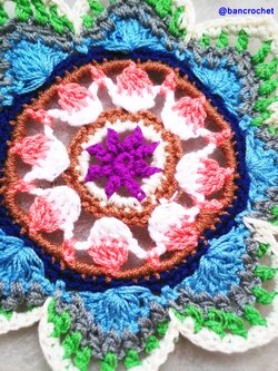 Bancrochet ที่รองแก้วถักโครเชต์ crochet coasters หลากสี 4 นิ้ว