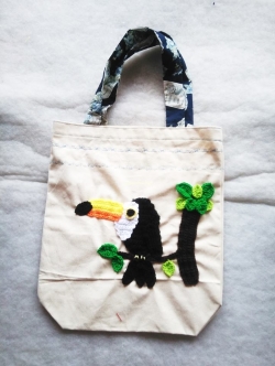 Bancrochet กระเป๋าผ้าตกแต่งโครเชต์ tote bags crochet หลากสี 13x16x23 นิ้ว