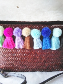 bancrochet กระเป๋ากระจูดสาน ขนาด 6*9 นิ้ว น้ำตาล 6*9 นิ้ว