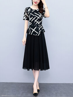 เดรสสีดำ ชุดเดรสคนอ้วน ชุดเดรสสาวพลัสไซส์ XL-5XL