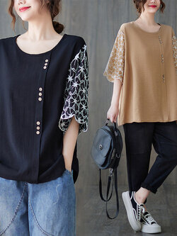 เสื้อลินินคนอ้วน เสื้อทีเชิ้ตคนอ้วนผู้หญิง เสื้อทีเชิ้ตตัวใหญ่ By Literary Plus size