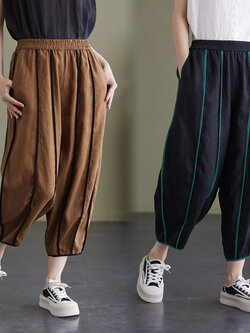 กางเกงผ้าลินิน กางเกงผ้าลินินหญิง กางเกงผ้าลินิน เอว ยางยืด