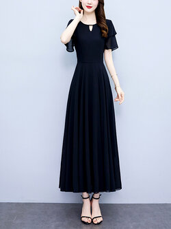 เดรสสีดำ ชุดเดรสคนอ้วน ชุดเดรสสาวพลัสไซส์ XL-5XL