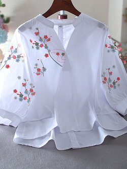 เสื้อลินิน เสื้อผ้าฝ้ายลินิน เสื้อเชิ้ตผ้าลินิน ปักลายสวยๆด้วยด้าย สไตล์VINTAGE BY Dreamroom