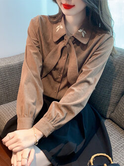 เสื้อเชิ้ตผู้หญิงแขนยาว เสื้อเชิ้ตผู้หญิงใส่ทํางาน 390 บาทต่อชิ้น ฟรีค่าจัดส่ง