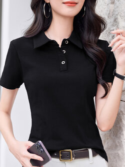 เสื้อยืดสีดำ แฟชั่น เสื้อยืด T-shirt สีดำ สวมใส่สบาย ไม่ร้อน