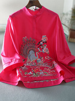 เสื้อลินิน เสื้อผ้าฝ้ายลินิน เสื้อเชิ้ตผ้าลินิน ปักลายสวยๆด้วยด้าย สไตล์VINTAGE