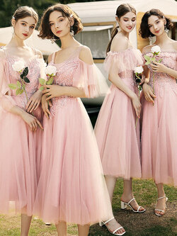 ชุดเพื่อนเจ้าสาวสีชมพู ชุดเพื่อนเจ้าสาว ชุดไปงานแต่งงาน