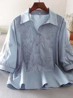 เสื้อลินิน เสื้อผ้าฝ้ายลินิน เสื้อเชิ้ตผ้าลินิน ปักลายสวยๆด้วยด้าย สไตล์VINTAGE