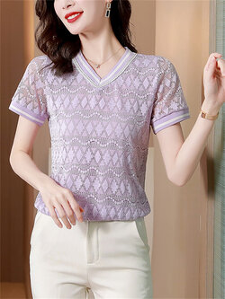 เสื้อลูกไม้ แขนสั้น