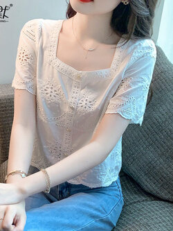 เสื้อลูกไม้ แขนสั้น