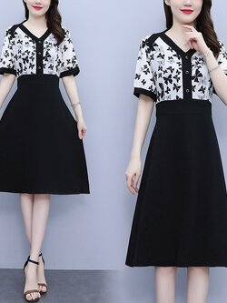 เดรสแขนสั้น มีไซส์ L-5XLอก 38-48 นิ้ว ใส่ได้ทั้งสาวหุ่นดีน่ารักจนถึงสาวอวบพลัสไซส์