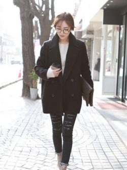 CLASSIC BLACK COAT เนื้อนุ่ม บุซับใน [ เสื้อโค้ท กันหนาว สีดำ ] พร้อมส่ง BLACK