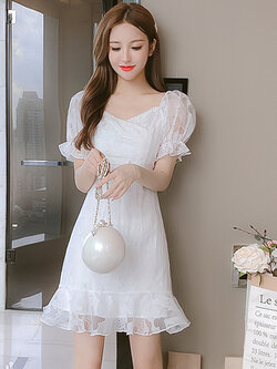 เดรสวัยรุ่น เดรสลูกไม้ชีฟอง By Meiyi women's clothing