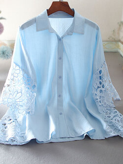 เสื้อลินิน เสื้อผ้าฝ้ายลินิน เสื้อเชิ้ตผ้าลินิน ปักลายสวยๆด้วยด้าย สไตล์VINTAGE