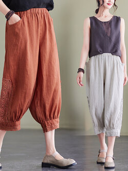 กางเกงผ้าลินิน กางเกงผ้าลินินหญิง กางเกงผ้าลินิน เอว ยางยืด