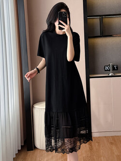 เดรสสีดำ ชุดเดรสคนอ้วน ชุดเดรสสาวพลัสไซส์ XL-5XL