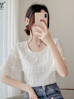 เสื้อลูกไม้ แขนสั้น