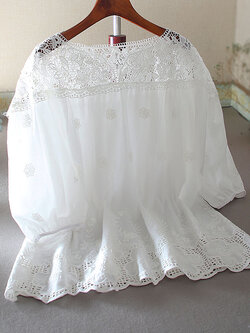 เสื้อลินิน เสื้อผ้าฝ้ายลินิน เสื้อเชิ้ตผ้าลินิน ปักลายสวยๆด้วยด้าย สไตล์VINTAGE