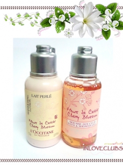 L'occitane / Bath & Shower Gel 75 ml. + Shimmering Lotion 75 ml. (Cherry Blossom) *หอมมาก