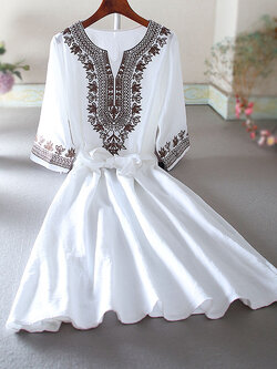 เสื้อลินิน เสื้อผ้าฝ้ายลินิน เสื้อเชิ้ตผ้าลินิน ปักลายสวยๆด้วยด้าย สไตล์VINTAGE