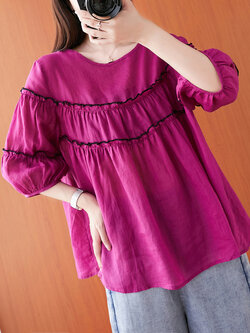 เสื้อผ้าฝ้าย เสื้อผ้าลินิน สไตล์ฤดูร้อน BY Lian Zhi Cotton and linen art สไตล์VINTAGE มีขนาดไซส์อกประมาณ 35-40 นิ้ว