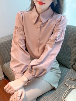 เสื้อเชิ้ตผู้หญิงแขนยาว เสื้อเชิ้ตผู้หญิงใส่ทํางาน 390 บาทต่อชิ้น ฟรีค่าจัดส่ง