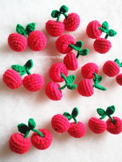 Bancrochet เชอรี่ถักโครเชต์ ขนาด 2 นิ้ว cherry crochet แดง (red) 2*2.5