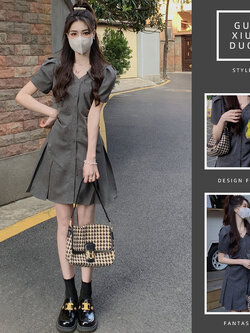 เดรสแขนสั้นมีไซส์L-4XLอก38-47นิ้ว