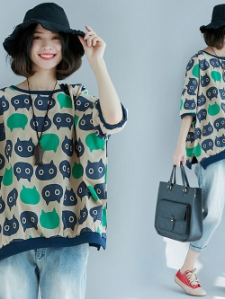 JY25416#เสื้อOversizeสไตล์เกาหลี เสื้อโอเวอร์ไซส์แต่งลายแนวๆ อก*100ซม.ขึ้นไปประมาณ40-42นิ้วขึ้น