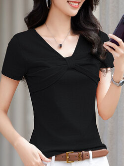 เสื้อยืดสีดำ แฟชั่น เสื้อยืด T-shirt สีดำ สวมใส่สบาย ไม่ร้อน