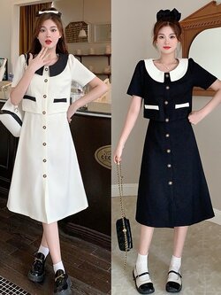 เดรสแขนสั้น มีไซส์ L-4XLอก 38-47 นิ้ว ใส่ได้ทั้งสาวหุ่นดีน่ารักจนถึงสาวอวบพลัสไซส์ จัดส่งฟรี! ทักแชทสั่งซื้อ