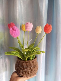 Bancrochet ดอกทานตะวันถักโครเชต์ crochet flowers หลากสี 11 inch