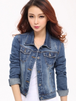 เสื้อแจ็คเก็ตยีนส์ เสื้อยีนส์ผู้หญิงเทห์ๆ
