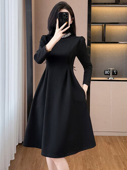 เดรสสีดำ ชุดเดรสคนอ้วน ชุดเดรสสาวพลัสไซส์ XL-5XL