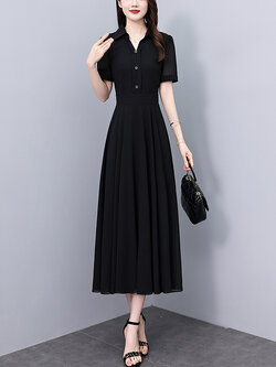 เดรสสีดำ ชุดเดรสคนอ้วน ชุดเดรสสาวพลัสไซส์ XL-5XL