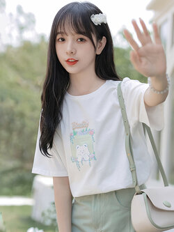 เสื้อผ้าวัยรุ่นเกาหลี เสื้อยืดวัยรุ่นผู้หญิง มีขนาด S M L XL