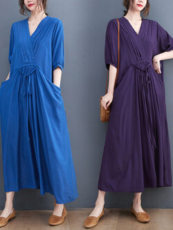 เดรสลินิน เดรสลินินเก๋ๆ เดรสผ้าฝ้าย เดรสลินินแขนสั้น ลายดอก BY LININ