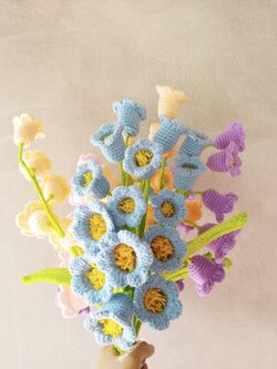 Bancrochet ดอกไม้ถักโครเชต์ crochet flowers หลากสี 11 inch