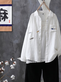 เสื้อเชิ้ตผ้าฝ้ายลินิน ขายเสื้อเชิ้ต ผ้าลินิน เสื้อเชิ้ตผ้าฝ้ายผู้หญิง