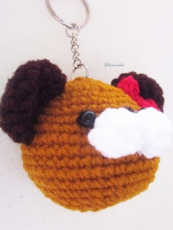 พวงกุญแจหัวตุ๊กตา สูง 2 นิ้ว amigurumi crochet keychain