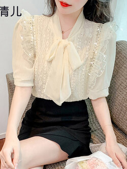 เสื้อลูกไม้ แขนสั้น