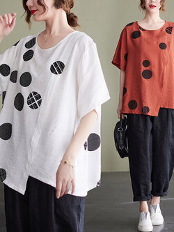 เสื้อลินินคนอ้วน เสื้อทีเชิ้ตคนอ้วนผู้หญิง เสื้อทีเชิ้ตตัวใหญ่ By Literary Plus size