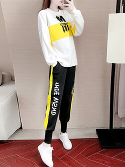 ชุดวอร์ม สูทเกาหลี Jumpsuit ชุดจั้มสูท ชุดเซท 2 ชิ้น ชุดกีฬาผู้หญิง ชุดออกกำลังกาย เสื้อกันหนาว ชุดวอร์มคู่