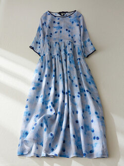 เดรสลินิน เดรสลินินเก๋ๆ เดรสผ้าฝ้าย เดรสลินินแขนสั้น ลายดอก BY LININ